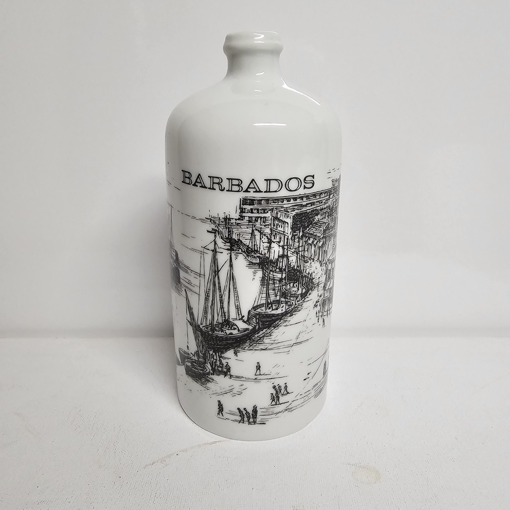 Vintage Ceramic Barbados Souvenir Bottle – Harbour Scene Art
